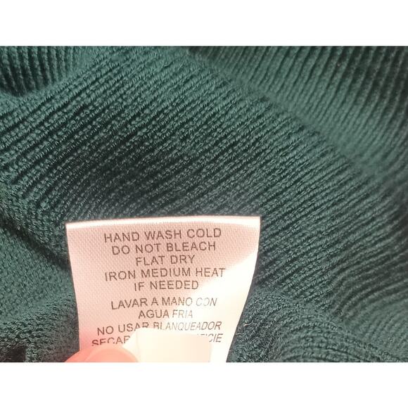 Joseph A Evergreen Crew Neck Sweater with Chiffon Embroidered Overlay Sleeves XL - Picture 7 of 9